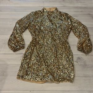NEW Gold Sequin Low Back Dress